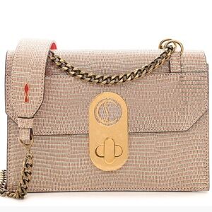 Christian Louboutin metallic lizard embossed calfskin Gold Women's Bag purse